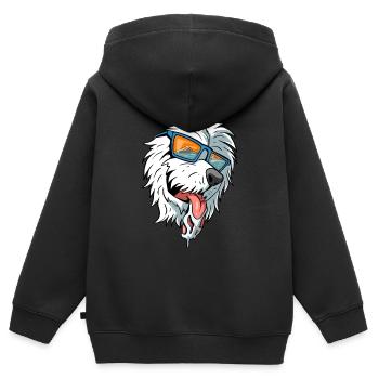 Cooler Hund mit Sonnenbrille - Kinder Premium Organic Zip Hoodie - Schwarz - Hinten - AI Model Kid Male (0cm)