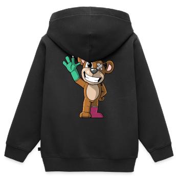 Funny patched teddy bear - Kids Premium Organic Zip-up Hoodie - black - Back - AI Model Kid Male (0cm)