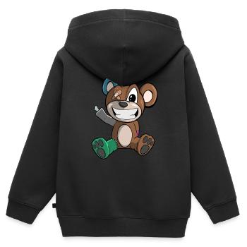 Funny patched teddy bear - Kids Premium Organic Zip-up Hoodie - black - Back - AI Model Kid Male (0cm)