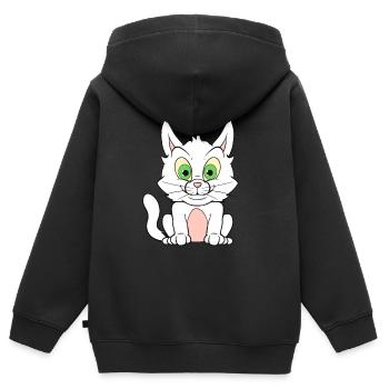 Niedliche Katze - Kinder Premium Organic Zip Hoodie - Schwarz - Hinten - AI Model Kid Male (0cm)
