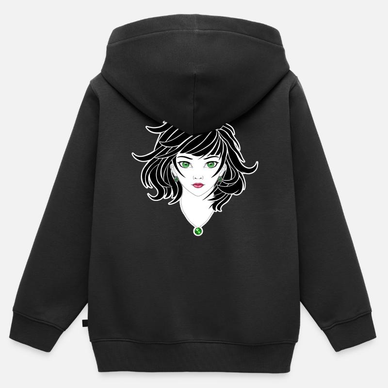 Fille d’anime gothique - Sweat Premium à capuche zippé enfant bio - noir