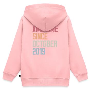 Bogosse geboren im Oktober 2019 - Fête d'anniversair - Kinder Premium Organic Zip Hoodie - Rosa - Hinten - AI Model Kid Female (0cm)
