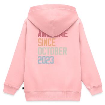 Bogosse geboren im Oktober 2023 - Fête d'anniversair - Kinder Premium Organic Zip Hoodie - Rosa - Hinten - AI Model Kid Female (0cm)