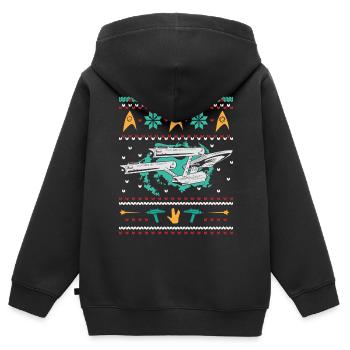 Star Trek Vaisseau Enterprise Ugly Christmas - Sweat Premium à capuche zippé enfant bio - noir - Dos - AI Model Kid Male (0cm)
