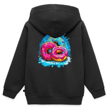 Überall Donuts: Leckere süße Donuts - Kinder Premium Organic Zip Hoodie - Schwarz - Hinten - AI Model Kid Male (0cm)