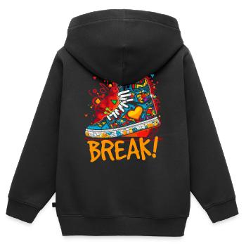Breakdance Love : Baskets en forme de cœur - Sweat Premium à capuche zippé enfant bio - noir - Dos - AI Model Kid Male (0cm)