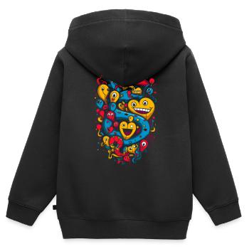 Playful Heart Bubbles and Monsters - Kids Premium Organic Zip-up Hoodie - black - Back - AI Model Kid Male (0cm)