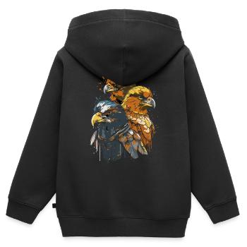 Cartoon der coolen Raubvogel Bande - Kinder Premium Organic Zip Hoodie - Schwarz - Hinten - AI Model Kid Male (0cm)