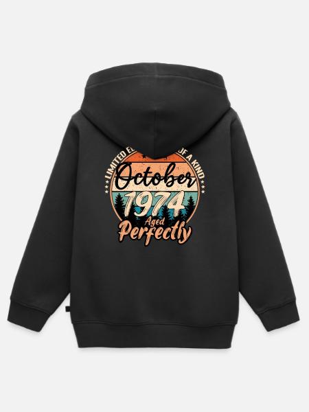 Octobre 1974 anniversaire 1974 légendes Octobre - Premium børne zip-hættetrøje økologisk - sort