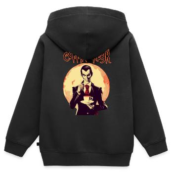 Ein Vampir trinkt Kaffee - Kinder Premium Organic Zip Hoodie - Schwarz - Hinten - AI Model Kid Male (0cm)
