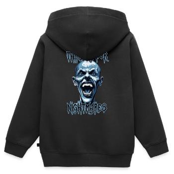 Albtraum Reißzähne Vampir wie ein Mensch, verrückt, Horror - Kinder Premium Organic Zip Hoodie - Schwarz - Hinten - AI Model Kid Male (0cm)