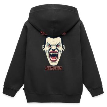 Dracula Vampire dénudant les dents, Halloween - Sweat Premium à capuche zippé enfant bio - noir - Dos - AI Model Kid Male (0cm)
