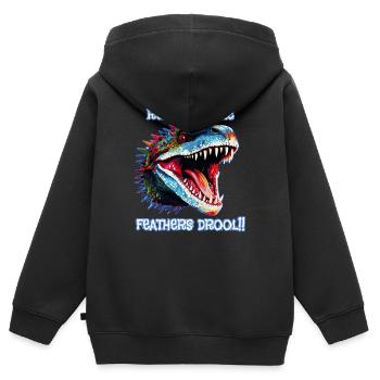 Tête de reptile, Règle des reptiles, Bave de plumes - Sweat Premium à capuche zippé enfant bio - noir - Dos - AI Model Kid Male (0cm)