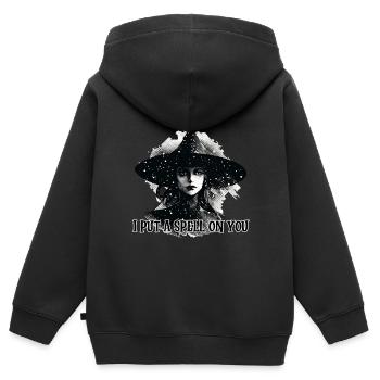 Sorcière, je te jette un sort - Sweat Premium à capuche zippé enfant bio - noir - Dos - AI Model Kid Male (0cm)