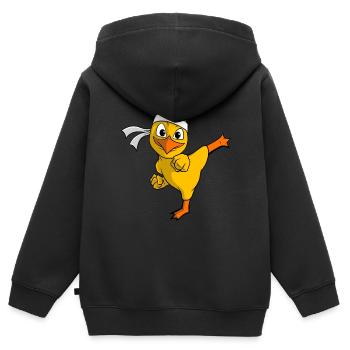 Karate Küken Kampfsport - Kinder Premium Organic Zip Hoodie - Schwarz - Hinten - AI Model Kid Male (0cm)