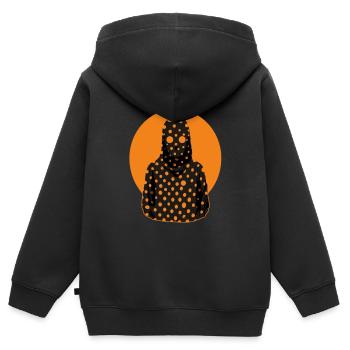 Gespenstischer Mann mit gepunkteter Kapuze - Kinder Premium Organic Zip Hoodie - Schwarz - Hinten - AI Model Kid Male (0cm)