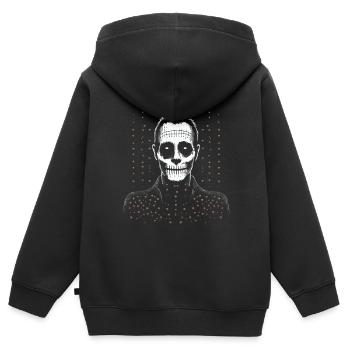 Genähtes Frankenmonster oder Zombie - Kinder Premium Organic Zip Hoodie - Schwarz - Hinten - AI Model Kid Male (0cm)