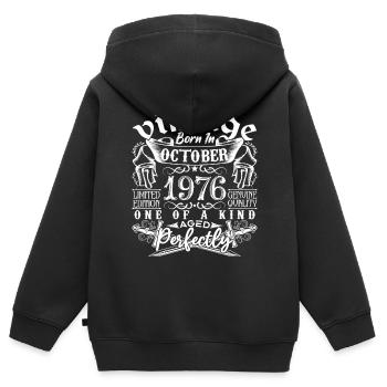 1976 Octobre 1976 anniversaire October 1976 - Sweat Premium à capuche zippé enfant bio - noir - Dos - AI Model Kid Male (0cm)