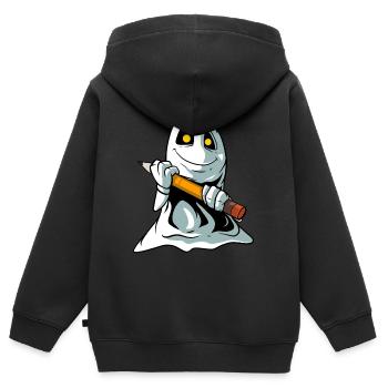 Cute cartoon ghost with pencil - Kids Premium Organic Zip-up Hoodie - black - Back - AI Model Kid Male (0cm)