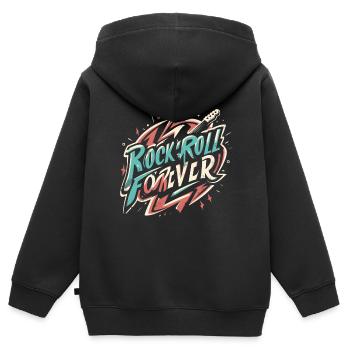 Rock n Roll forever Vintage Logo - Sweat Premium à capuche zippé enfant bio - noir - Dos - AI Model Kid Male (0cm)