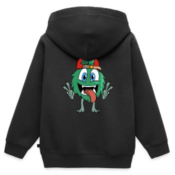 Funny Cartoon Monster - Kids Premium Organic Zip-up Hoodie - black - Back - AI Model Kid Male (0cm)
