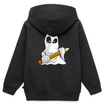 Cute cartoon ghost with pencil - Kids Premium Organic Zip-up Hoodie - black - Back - AI Model Kid Male (0cm)