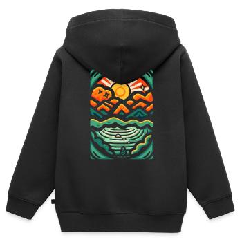 L’incarnation de la nature - Sweat Premium à capuche zippé enfant bio - noir - Dos - AI Model Kid Male (0cm)