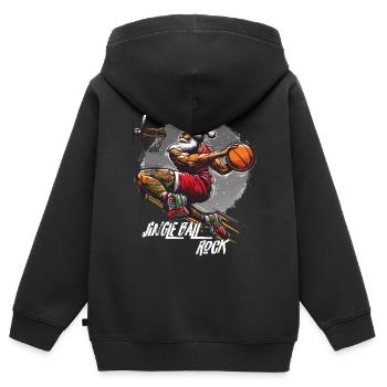 Père Noël Slam Dunk Basketball Jingle Ball Rock - Sweat Premium à capuche zippé enfant bio - noir - Dos - AI Model Kid Male (0cm)