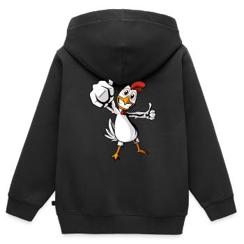 Rooster Chicken Farm Chicken Breeder - Kids Premium Organic Zip-up Hoodie - black - Back - AI Model Kid Male (0cm)