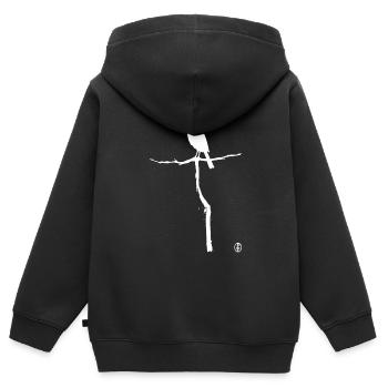 Oiseau sur une branche - Sweat Premium à capuche zippé enfant bio - noir - Dos - AI Model Kid Male (0cm)