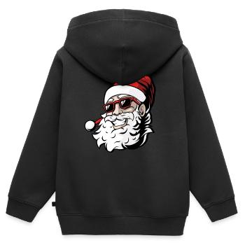 Père Noël de dessin animé cool - Sweat Premium à capuche zippé enfant bio - noir - Dos - AI Model Kid Male (0cm)