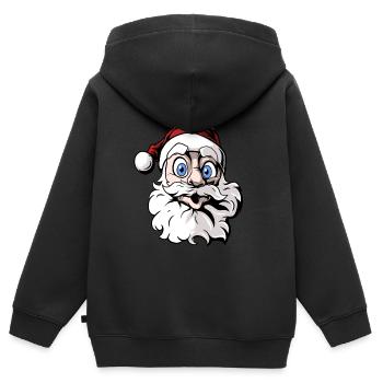 Père Noël de dessin animé cool - Sweat Premium à capuche zippé enfant bio - noir - Dos - AI Model Kid Male (0cm)