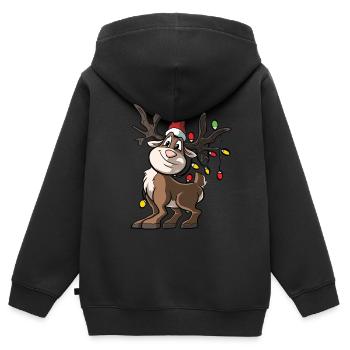 Lustiges Rentier mit Lichterkette - Kinder Premium Organic Zip Hoodie - Schwarz - Hinten - AI Model Kid Male (0cm)