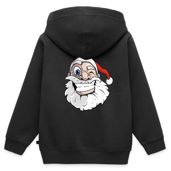 Père Noël de dessin animé cool - Sweat Premium à capuche zippé enfant bio - noir - Dos - AI Model Kid Male (0cm)
