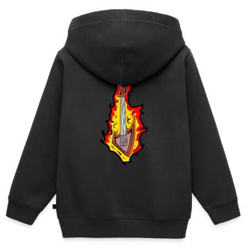 Coole brennende Gitarre - Kinder Premium Organic Zip Hoodie - Schwarz - Hinten - AI Model Kid Male (0cm)