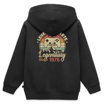 1976 Komplettes Level-Geburtstagsgeschenk - 1976 - Kinder Premium Organic Zip Hoodie - Schwarz - Hinten - AI Model Kid Male (0cm)