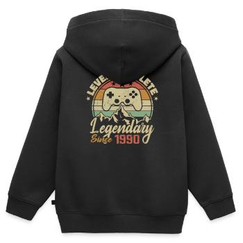 1990 Geburtstagsgeschenk Komplettes Level - 1990 - Kinder Premium Organic Zip Hoodie - Schwarz - Hinten - AI Model Kid Male (0cm)