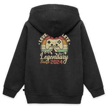Geburtstagsgeschenk 2024 Level abschließen - 2024 - Kinder Premium Organic Zip Hoodie - Schwarz - Hinten - AI Model Kid Male (0cm)