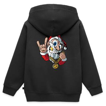Santa Rock Weihnachten - Kinder Premium Organic Zip Hoodie - Schwarz - Hinten - AI Model Kid Male (0cm)