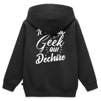 Je suis un geek qui déchire - Sweat Premium à capuche zippé enfant bio - noir - Dos - AI Model Kid Male (0cm)
