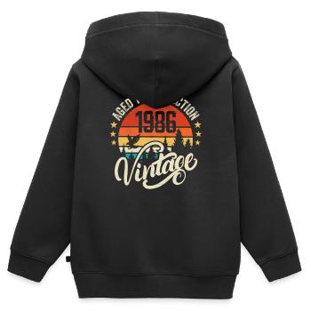1986 Vintage - Geburtstagsgeschenk 1986 Retro 1986 - Kinder Premium Organic Zip Hoodie - Schwarz - Hinten - AI Model Kid Male (0cm)