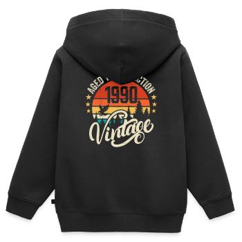 1990 Vintage - Geburtstagsgeschenk 1990 Retro 1990 - Kinder Premium Organic Zip Hoodie - Schwarz - Hinten - AI Model Kid Male (0cm)