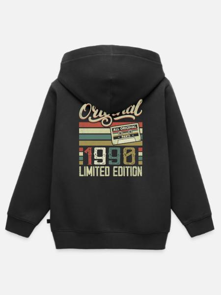 Bursdagsgave fra 1990-tallet - Hettegenser Premium med glidelås barn økologisk - svart