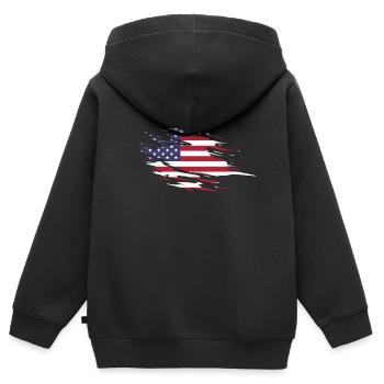 Amerikanische Flagge Retro US Amerika USA - Kinder Premium Organic Zip Hoodie - Schwarz - Hinten - AI Model Kid Male (0cm)