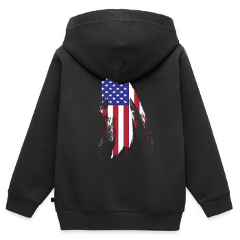 Amerikanische Flagge Retro US Amerika USA - Kinder Premium Organic Zip Hoodie - Schwarz - Hinten - AI Model Kid Male (0cm)
