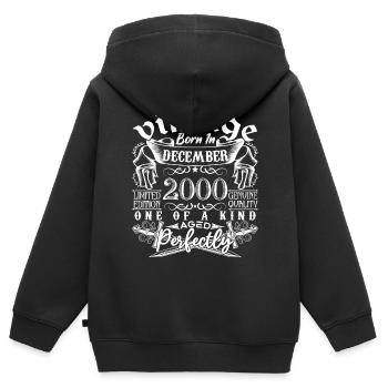 2000 Décembre 2000 anniversaire December 2000 - Sweat Premium à capuche zippé enfant bio - noir - Dos - AI Model Kid Male (0cm)