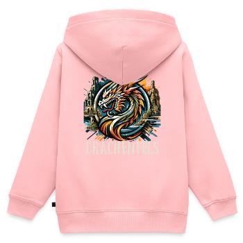 Drache Drachenkopf Logo Ruine Drachenfels - Kinder Premium Organic Zip Hoodie - Rosa - Hinten - AI Model Kid Female (0cm)