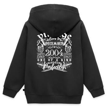 2004 Dezember 2004 Geburtstag Dezember 2004 - Kinder Premium Organic Zip Hoodie - Schwarz - Hinten - AI Model Kid Male (0cm)