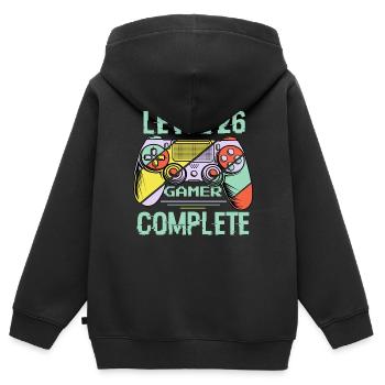 Level 26 Abschließen 26 Jahre alter Spieler Level 26 abschließen - Kinder Premium Organic Zip Hoodie - Schwarz - Hinten - AI Model Kid Male (0cm)