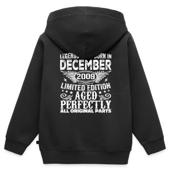 Dezember 2009 Jahrestag Dezember 2009 Dezember - Kinder Premium Organic Zip Hoodie - Schwarz - Hinten - AI Model Kid Male (0cm)